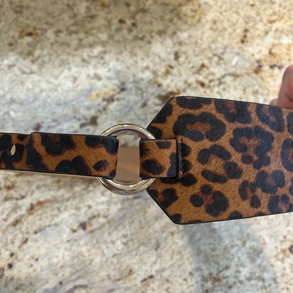 BCBGMaxAzria Leopard pony hair high waist Belt